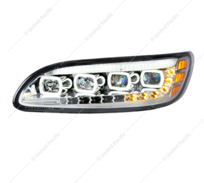 35842 PB 386 HEADLIGHT CHROME QUAD PASSENGER SIDE