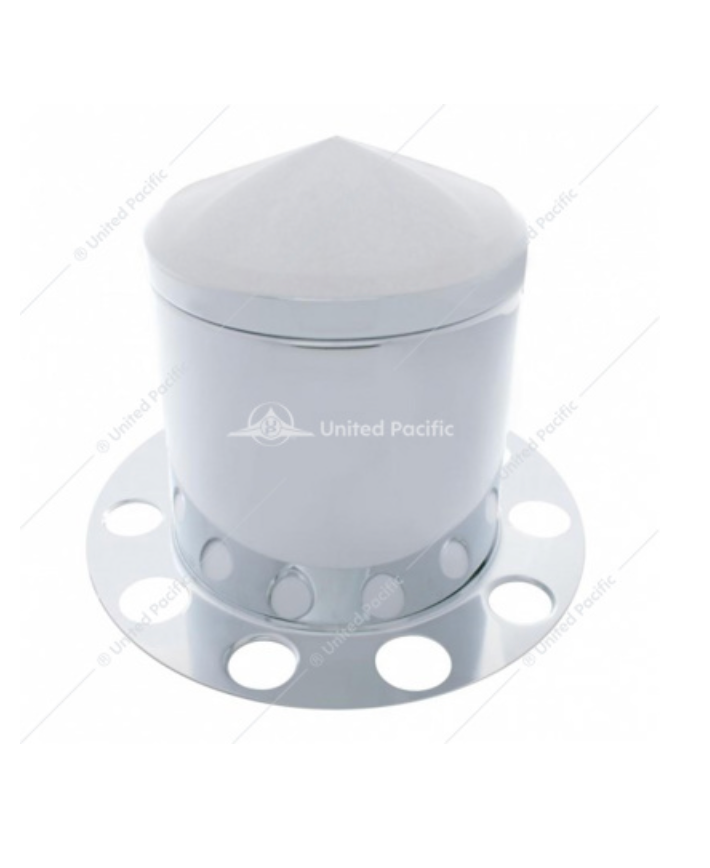 10225-UP CHROME REAR HUB COVER POINTED FOR 1.5 NUT SIZE