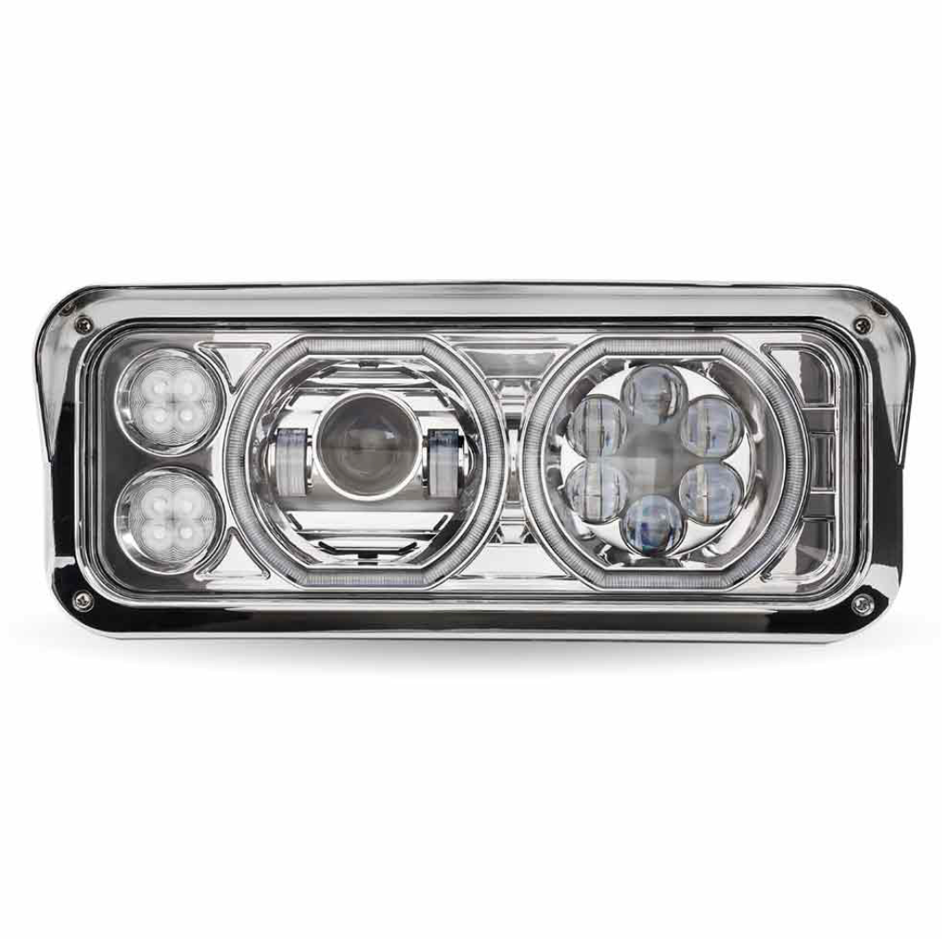 TLED-H121 LED PROJECTOR HEADLIGHT ASSEMBLY CHROME PASSENGER SIDE FOR DUAL SQUARE REPLACEMENT