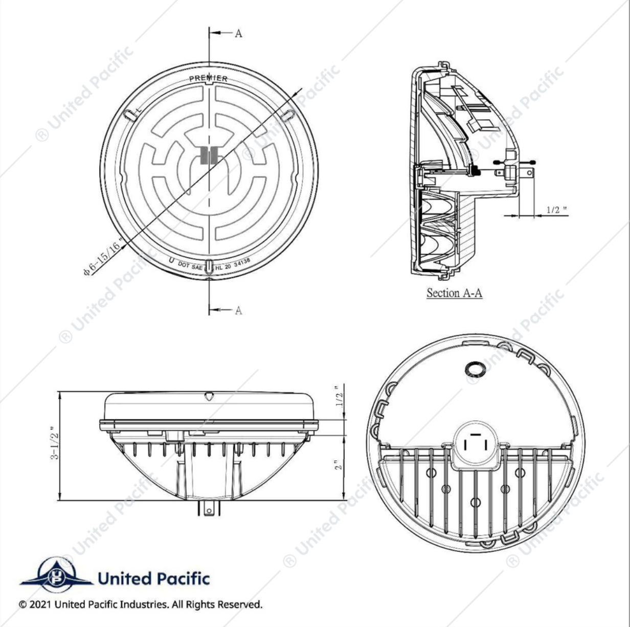 34138 7" HEATED HEADLIGHT HIGH/LOW BEAM