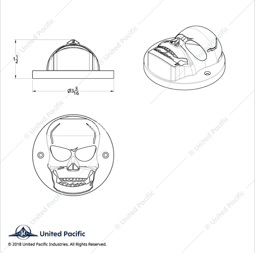 34015 CR SKULL COVER 2" BEZEL