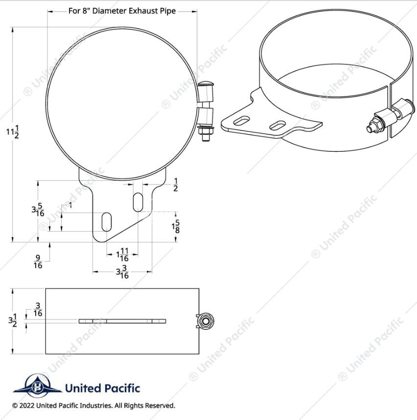 10285 8" PB ANGLED JOINT EXHAUST CLAMP SS