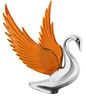 48096 CR SWAN HOOD ORDAMENT W/AMB WINGS