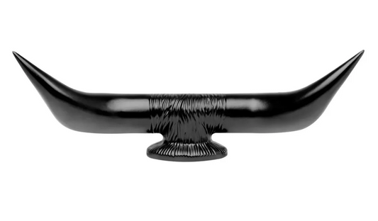 48182 MATTE BLACK BULL HORN ORNAMENT