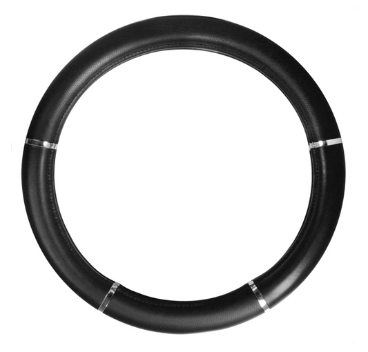 54012-GG 18" BLACK & CHROME STEERING WHEEL COVER