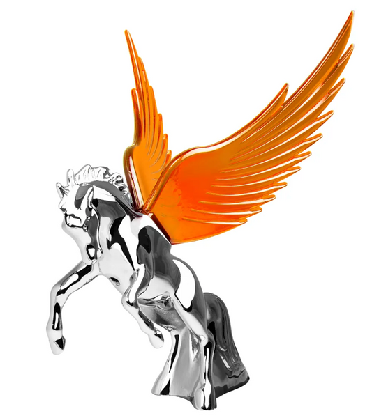 48390 CR FIGHTING STALLION HOOD ORDAMENT W/AMB WING