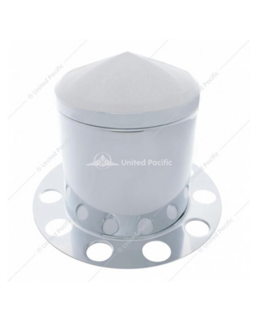 10225-UP CHROME REAR HUB COVER POINTED  FOR 1.5 NUT SIZE