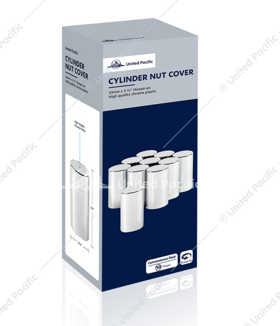 10013 10 PIECE BOX  33MM CYLINDER LUG NUT COVER SCREW ON