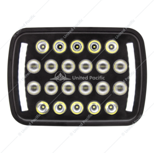 36450 5"X7" HEADLIGHT HIGH POWER 22 LED OFF ROAD W/ POSITION LIGHT BAR
