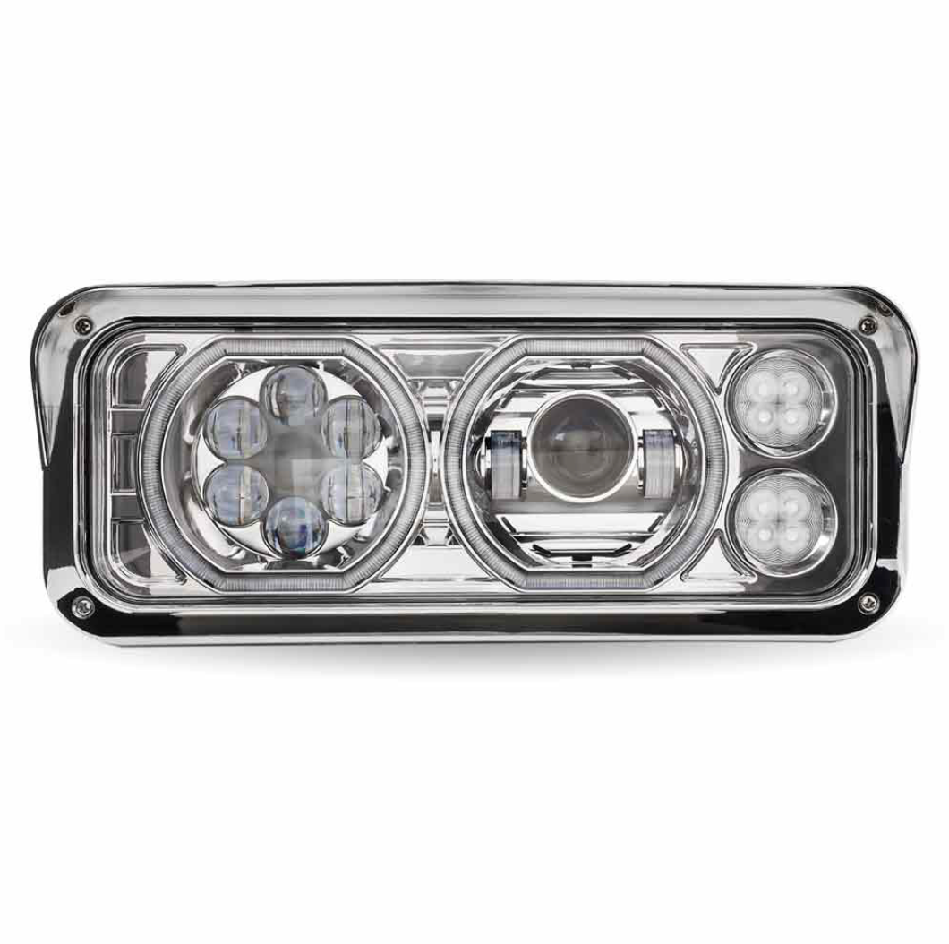 TLED-H120  LED PROJECTOR HEADLIGHT ASSEMBLY CHROME DRIVER SIDE FOR DUAL SQUARE REPLACEMENT