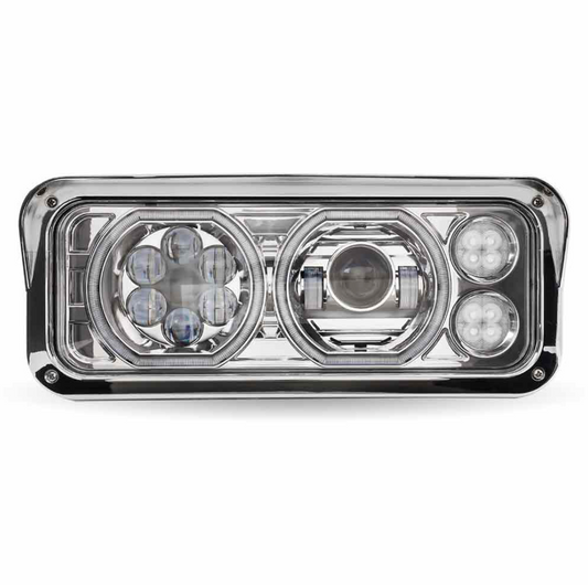 TLED-H120  LED PROJECTOR HEADLIGHT ASSEMBLY CHROME DRIVER SIDE FOR DUAL SQUARE REPLACEMENT