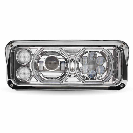 TLED-H121  LED PROJECTOR HEADLIGHT ASSEMBLY CHROME PASSENGER SIDE FOR DUAL SQUARE REPLACEMENT