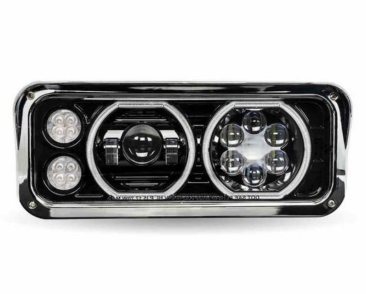 TLED-H123 LED PROJECTOR HEADLIGHT ASSEMBLY BLACK PASSENGER SIDE FOR DUAL SQUARE REPLACEMENT
