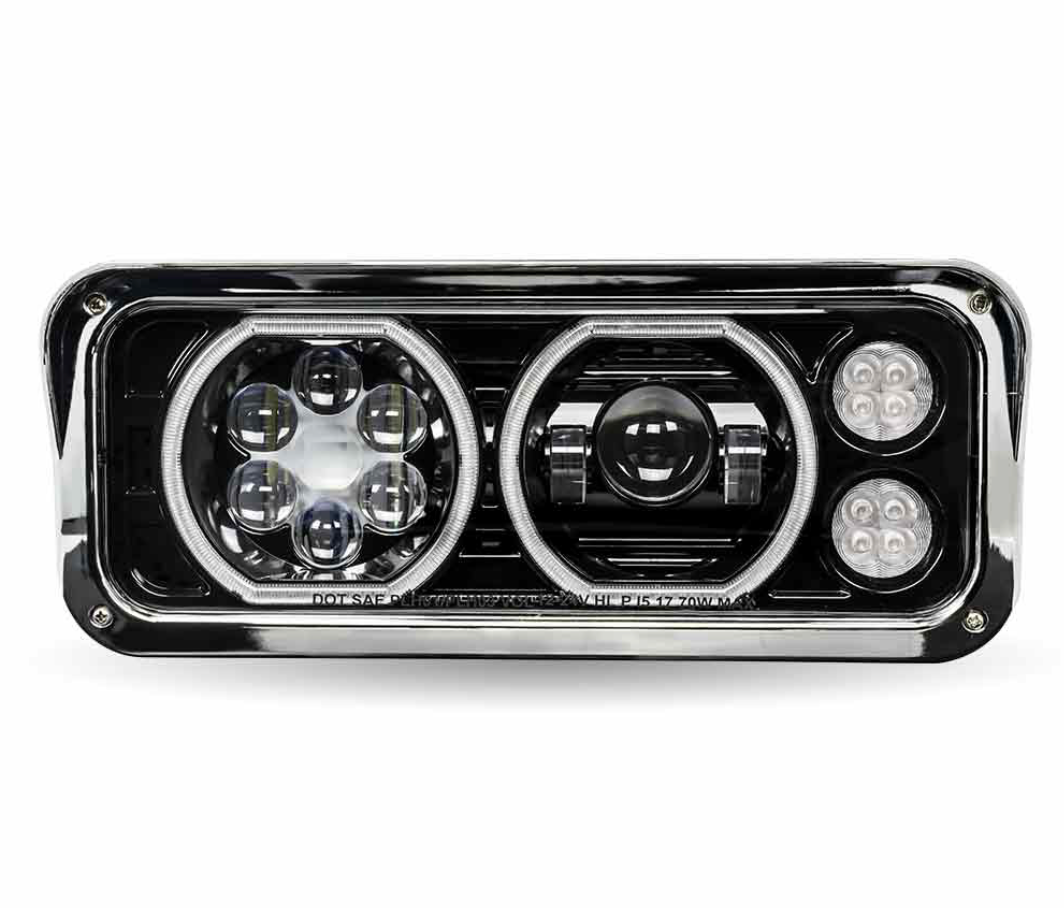 TLED-H122 LED PROJECTOR HEADLIGHT ASSEMBLY BLACK DRIVER SIDE FOR DUAL SQUARE REPLACEMENT