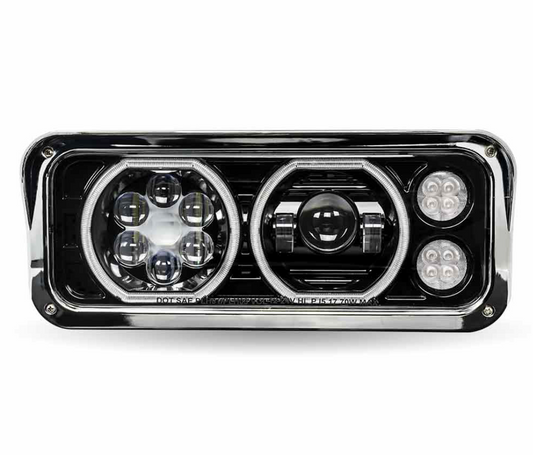 TLED-H122 LED PROJECTOR HEADLIGHT ASSEMBLY BLACK DRIVER SIDE FOR DUAL SQUARE REPLACEMENT