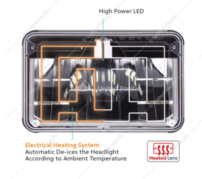 34136 4"X6" HEATED HEADLGITH HIGH BEAM ONLY
