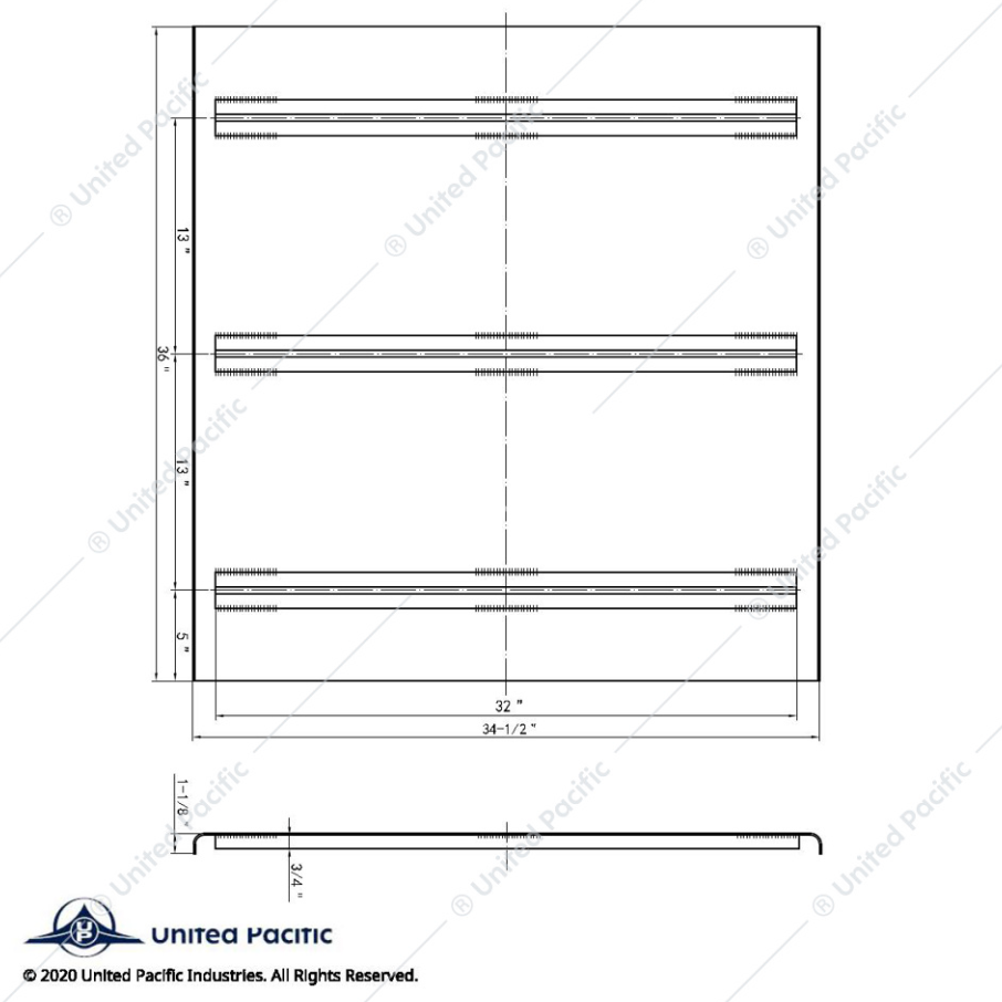 20931 3' ALUMINUM DIAMOND DECK PLATE 36" LONG