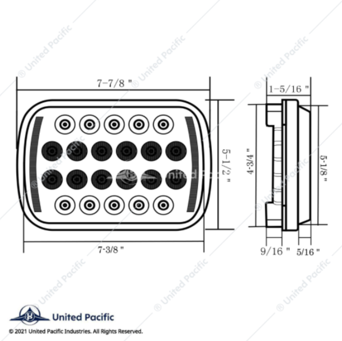 36450 5"X7" HEADLIGHT HIGH POWER 22 LED OFF ROAD W/ POSITION LIGHT BAR