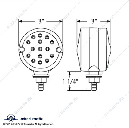 39562 15LED 3" DOUBLE FACE AMBER/RED CLEAR LENS